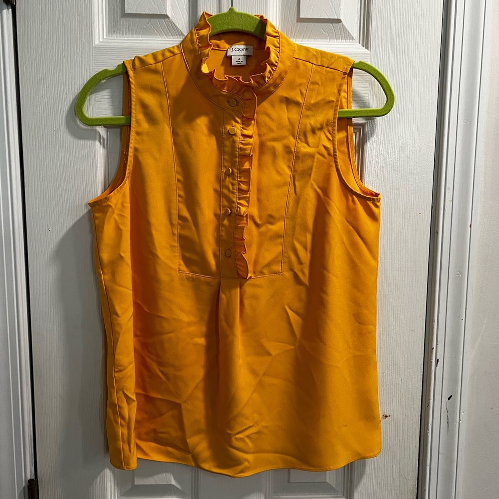 JCrew Women’s Sleeve less Ruffle Top Yellow Size 4